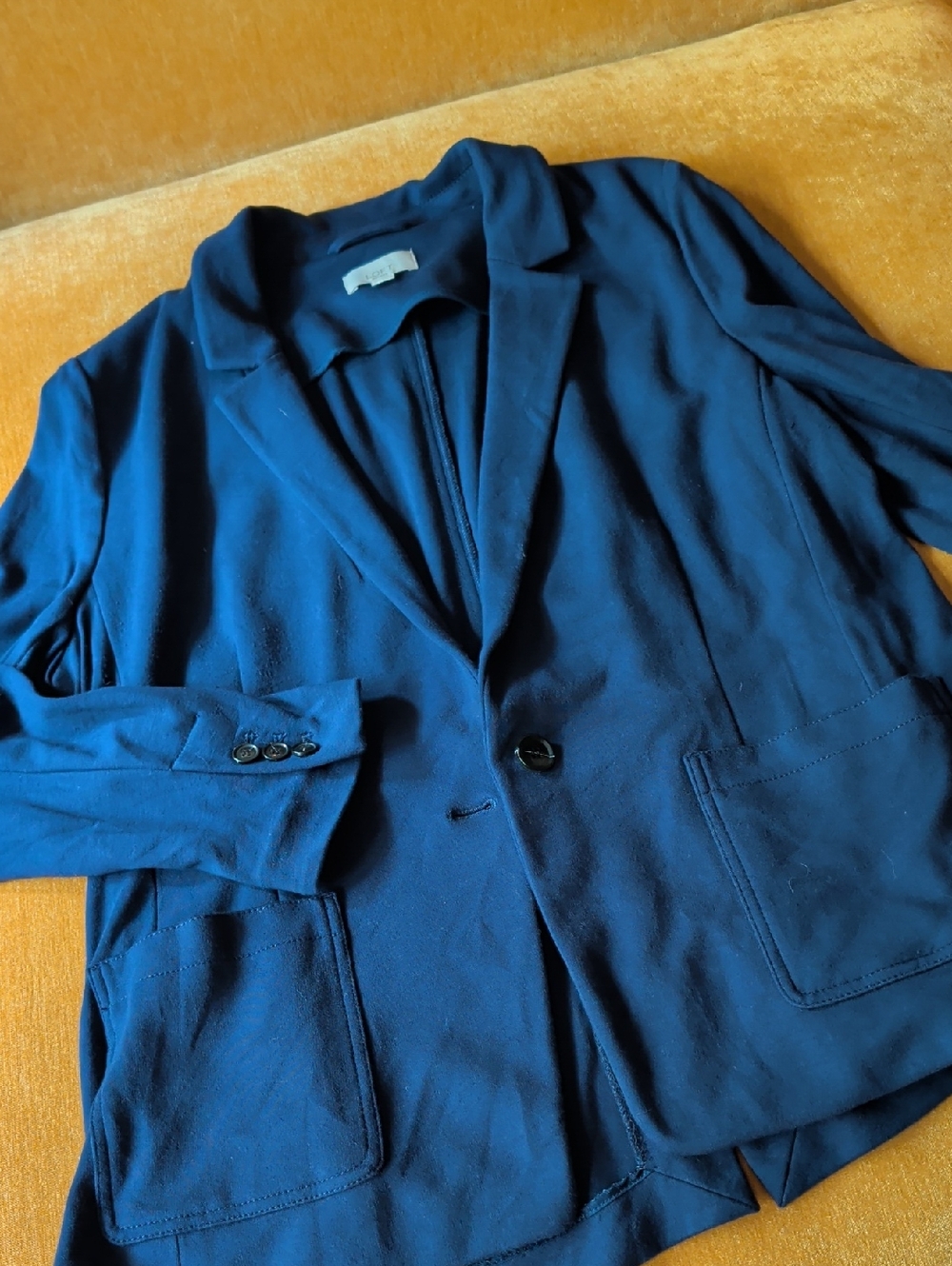 LOFT Navy Knit Blazer-Style Cardigan
